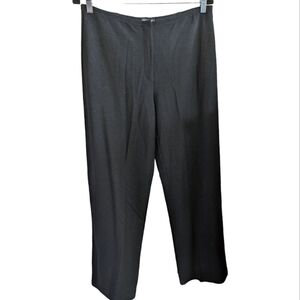 Eileen Fisher Black Wool Crepe Wide Leg Trouser Pants Size Medium GUC